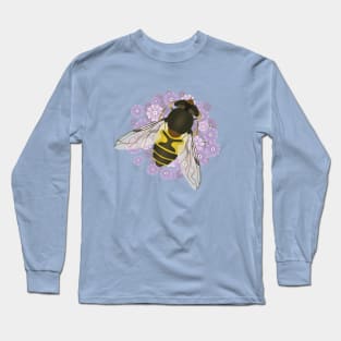 A common drone fly on purple flowers Long Sleeve T-Shirt